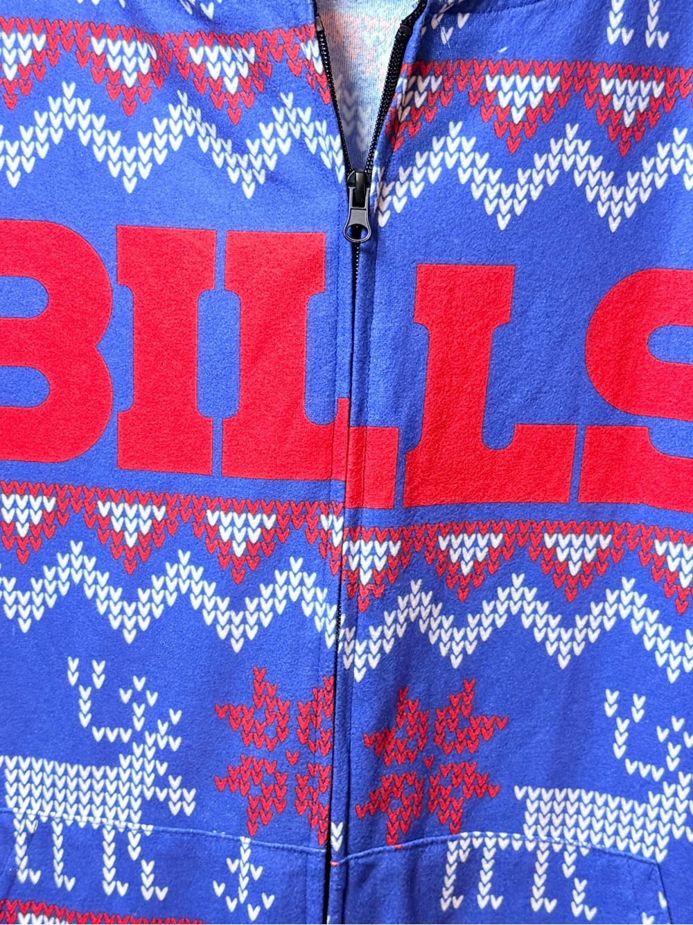 Buffalo Bills Blue Red Zip-Up Men’s PJs Hoodie